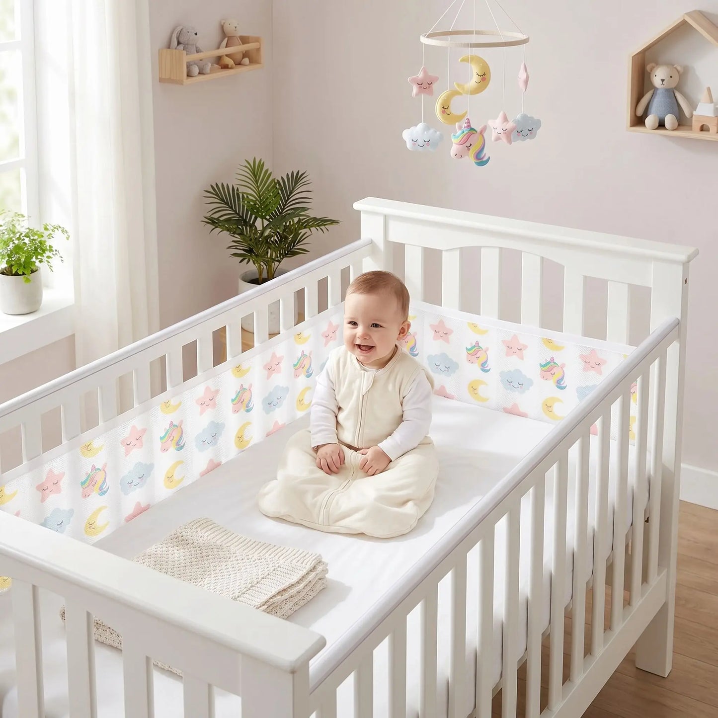 tour de lit bébé respirant pour empêcher bébé de grimper 