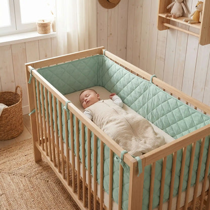 tour de lit bébé vert élégant pour chambre à la décoration champêtre