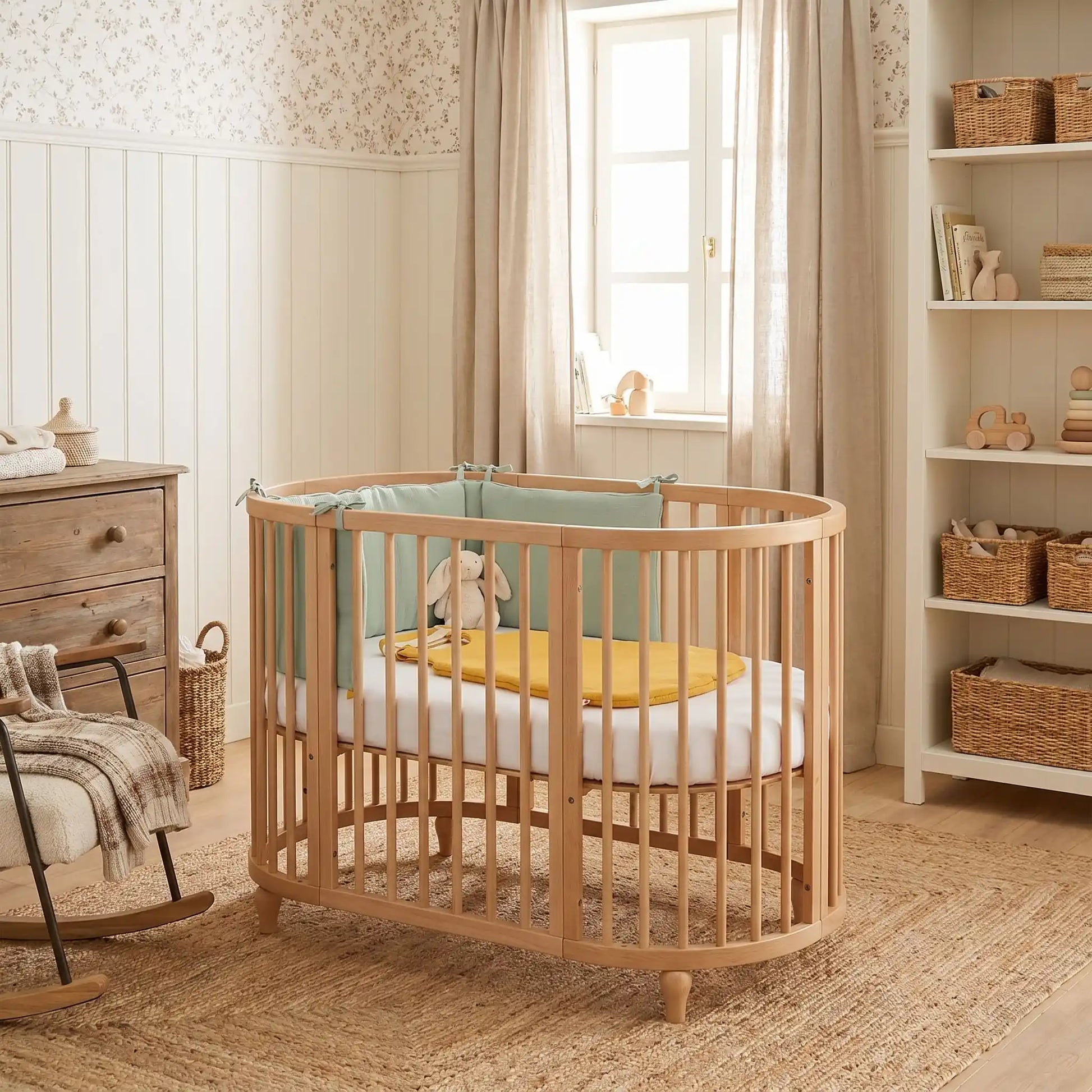 tour de lit bebe vert sauge fabrique en france papate