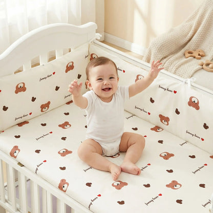 tour de lit ourson beige coton respirant