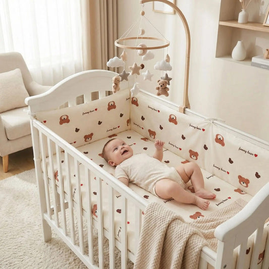tour de lit ourson coton respirant beige