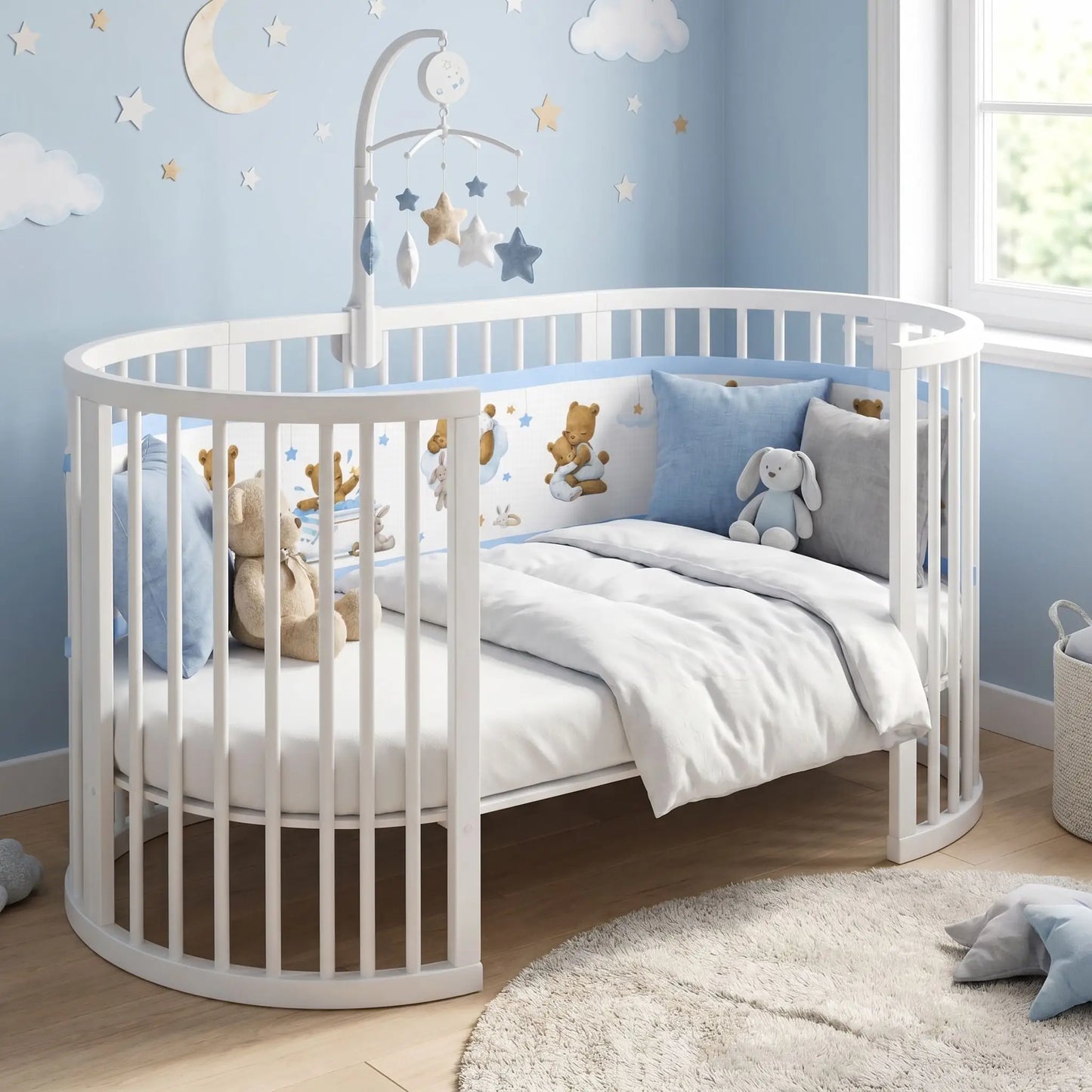 tour de lit respirant bleu oursons