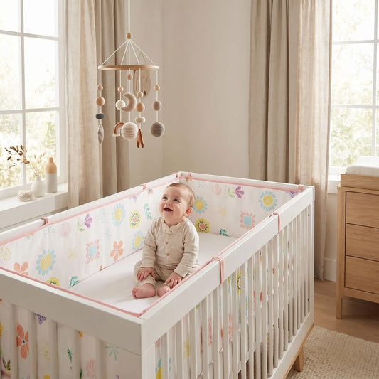 tour de lit respirant maille filet fleurs pour fille