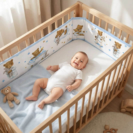 tour de lit respirant pour lit standard oursons garçon