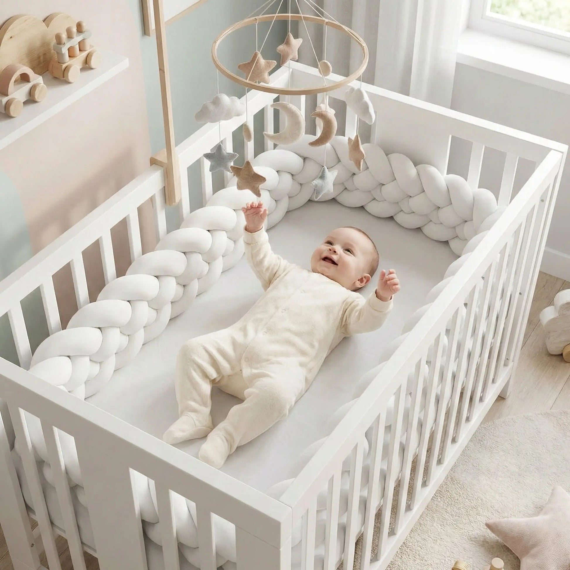 tour de lit tresse 3m blanc