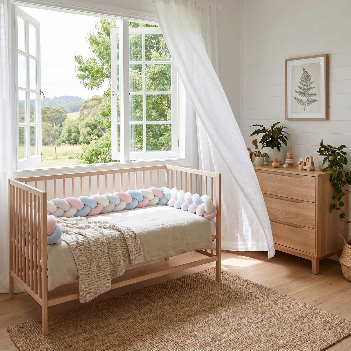 tour de lit tressé pour bébé fille 3 brins