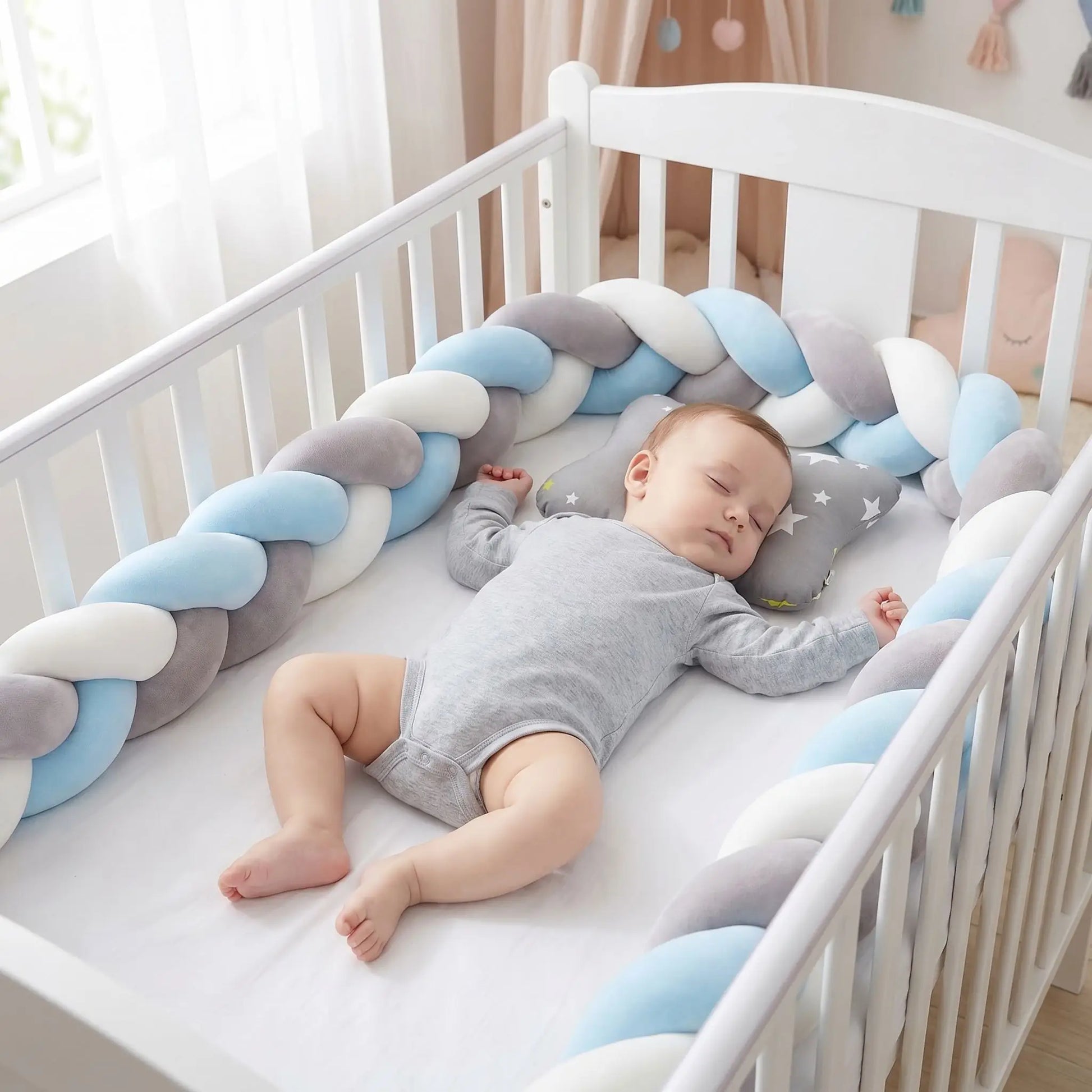 tour de lit tressé pour lit standard bébé