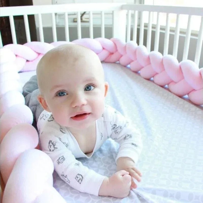 tour de lit tressé rose bébé fille lit standard 70x140