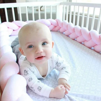 tour de lit tressé rose bébé fille lit standard 70x140