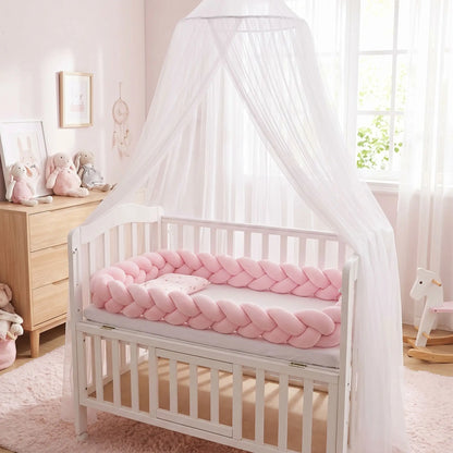 tour de lit tressé rose fille pour empêcher chocs