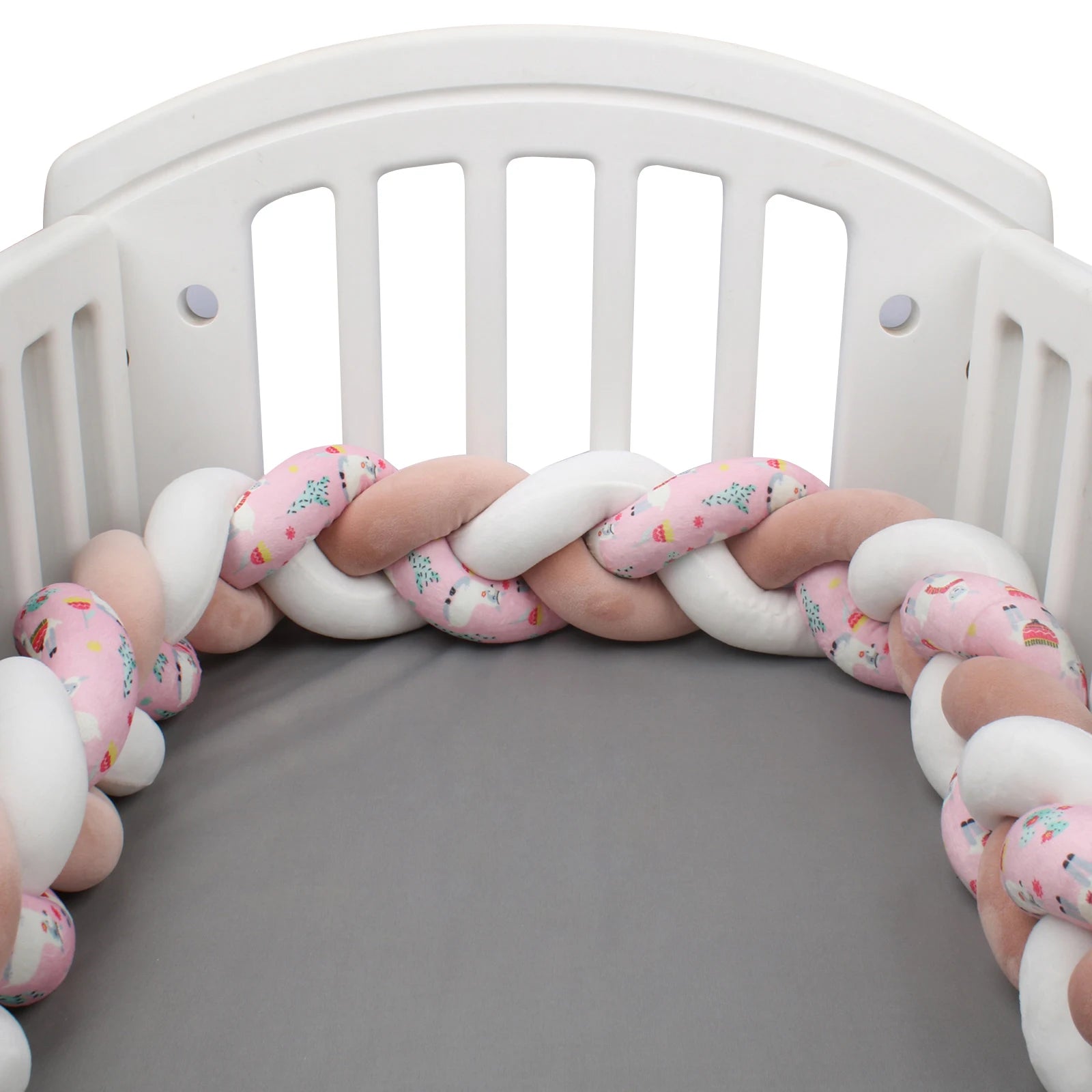 tresse de lit 3 brins 300 cm rose blanc beige