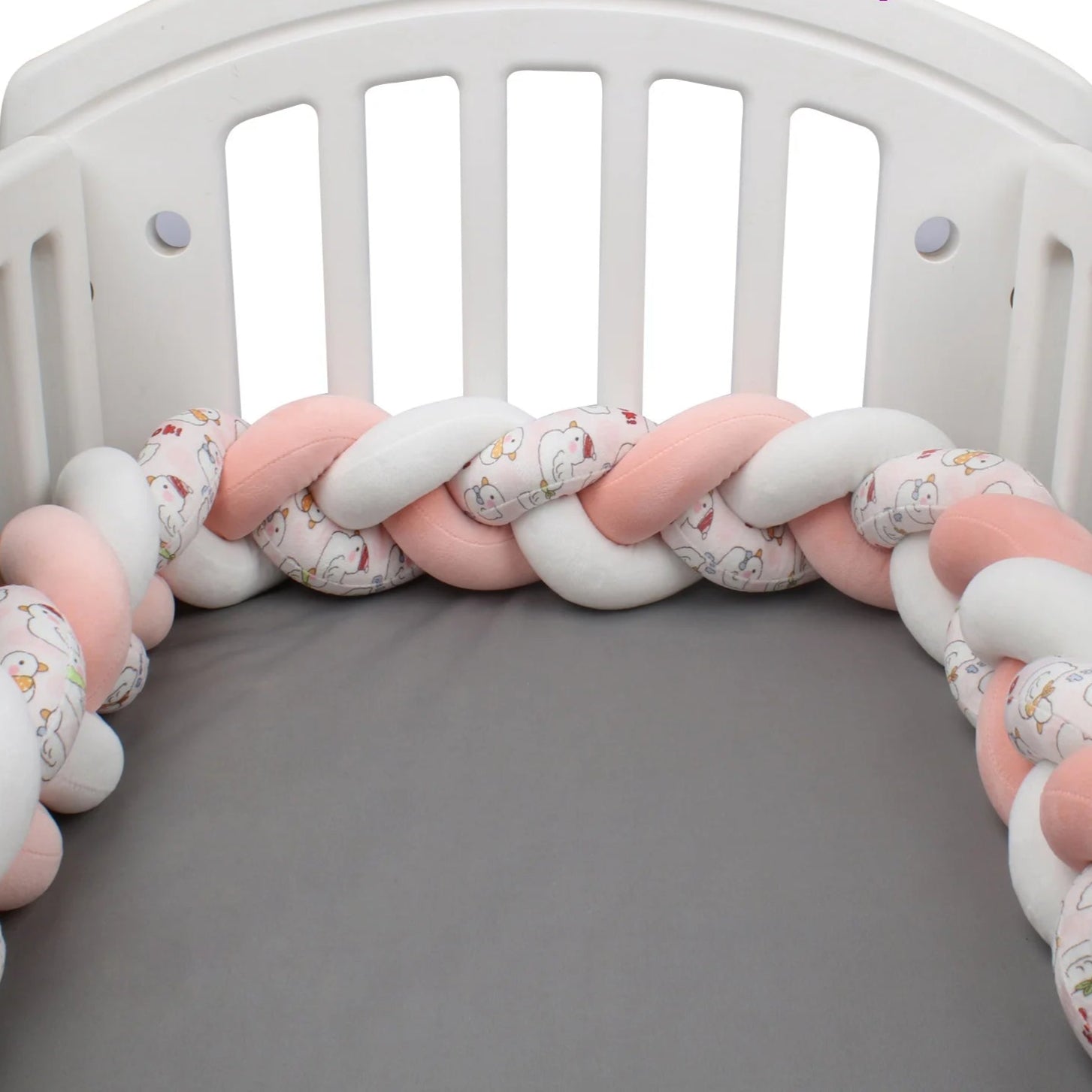 tresse de lit 400 cm imprimé rose blanc