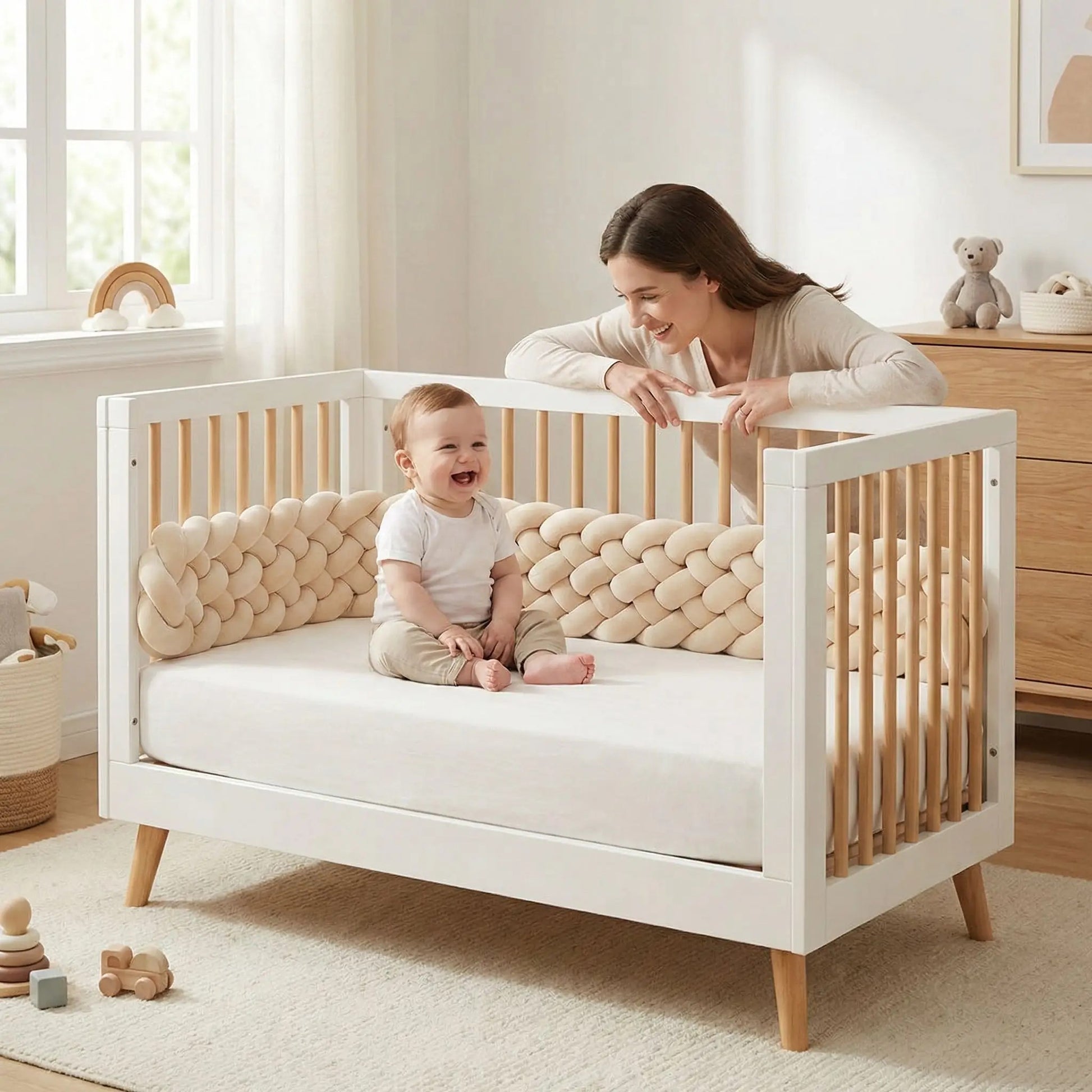 tresse de lit bebe beige nature