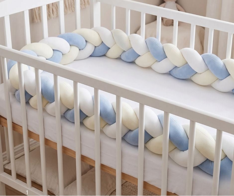 tresse de lit bébé bleu vanille pour lit standard 60x120