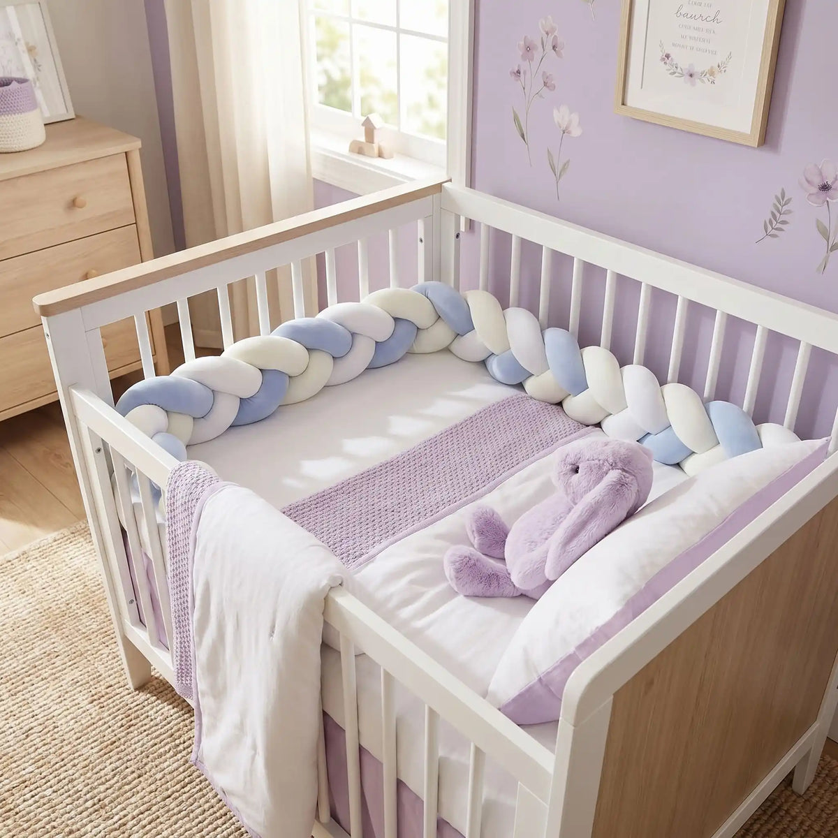 tresse de lit bébé couleurs douces pastels