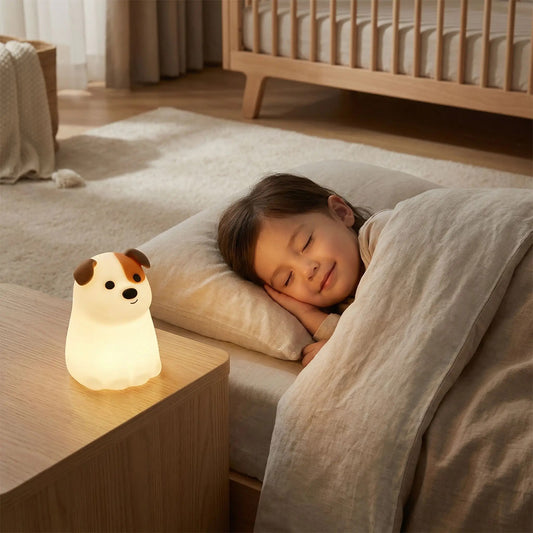 veilleuse chien en silicone pour rassurer bebe