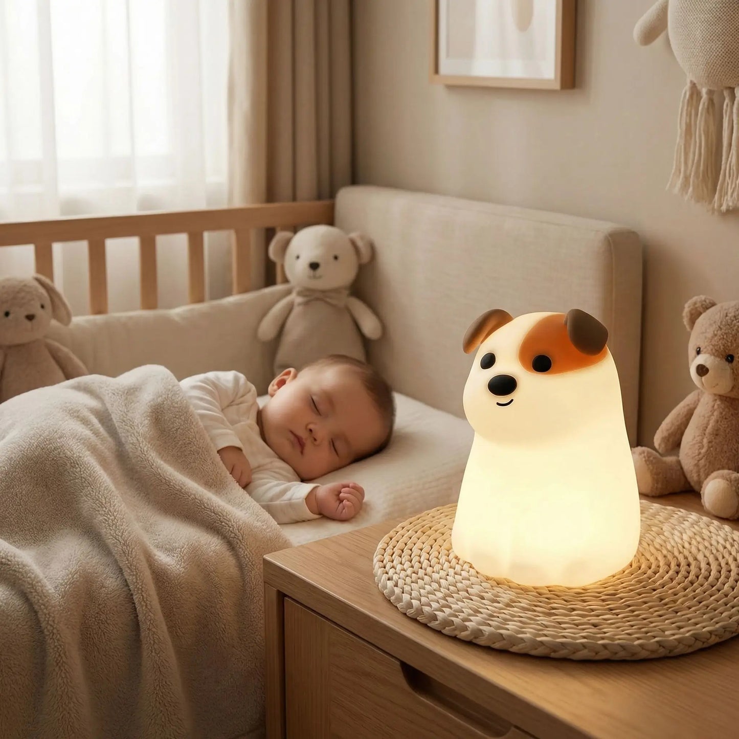 veilleuse chien silicone pour aider bebe a dormir