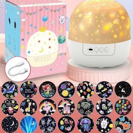 Coffret complet veilleuse musicale bébé avec boîte cadeau, câble de charge et 21 films de projection