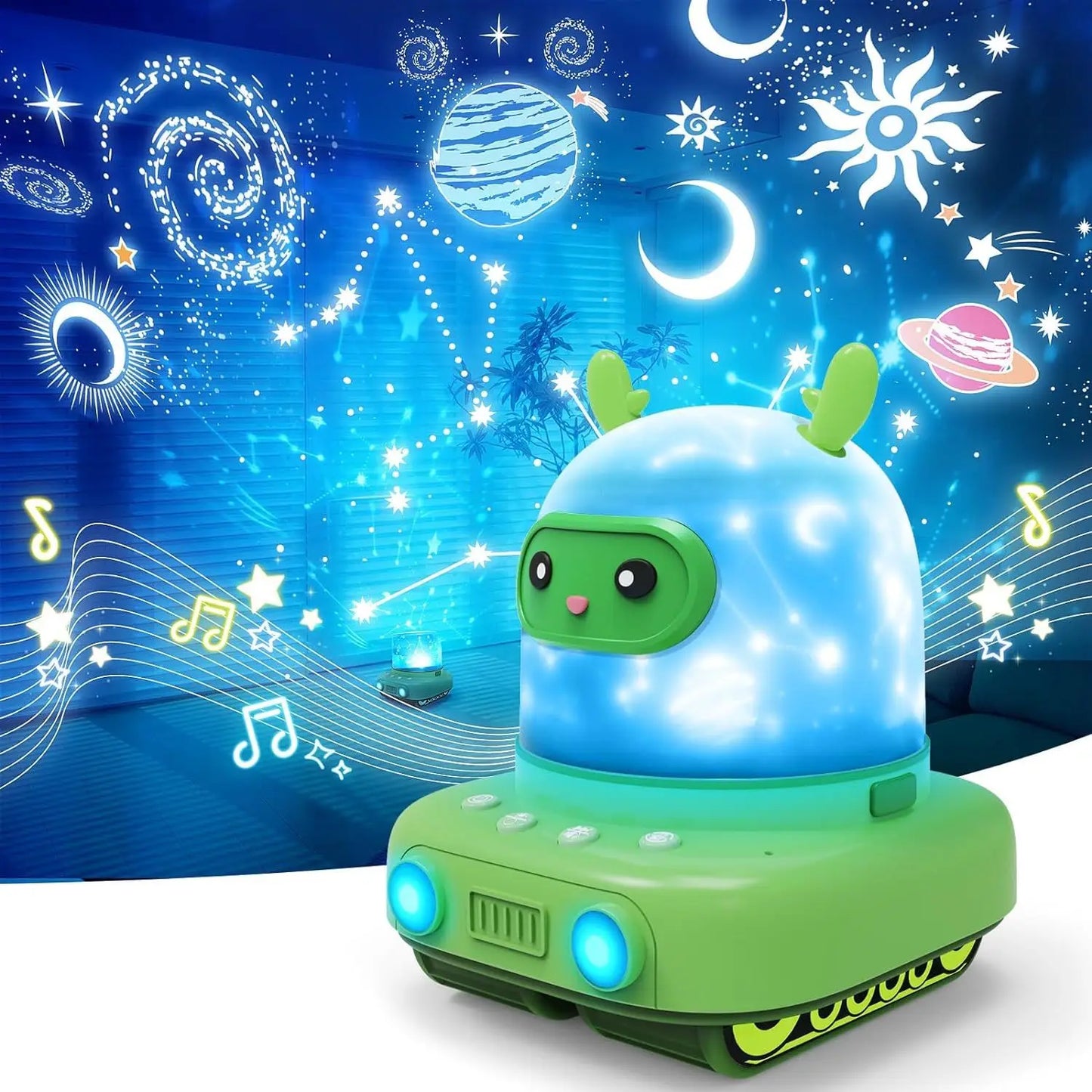 veilleuse musicale robot vert